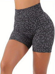Leopard Print High Waist Yoga Shorts
