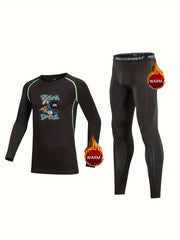 2pcs Kids Compression Cartoon Pattern Long Sleeve Set
