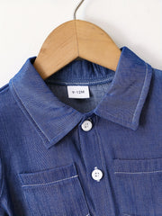 2pcs Baby Boys Denim Shirt & Shorts Set