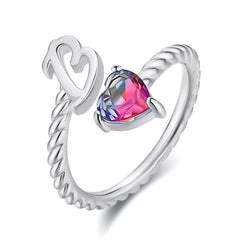 Adjustable Initial Letter Ring Zircon Rings For Women