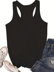 Flag Print Crew Neck Tank Top Women's Clothing