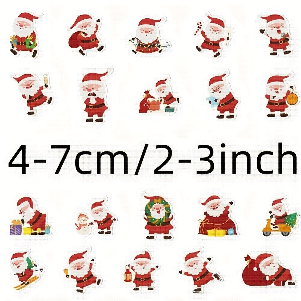 50pcs Santa Stickers Waterproof Christmas Gift for Laptop Journal Computer