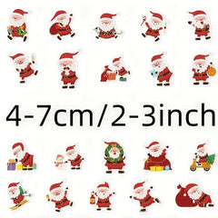 50pcs Santa Stickers Waterproof Christmas Gift for Laptop Journal Computer