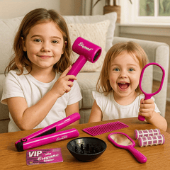 Hair Styling Playset for Girls with Hairdryer & Comb