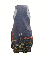 Floral Print Scoop Neck Tank Nightdress Plus Size