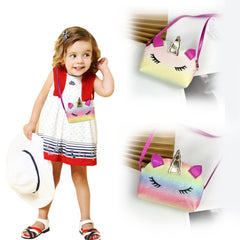 Kids Rainbow Unicorn Crossbody Bag Mini Coin Purse Handbag For Girls