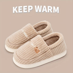 Women's Bear Plush Slippers Warm Non Slip Shoes
