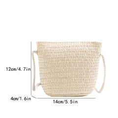 Kids Straw Woven Crossbody Bag Mini Shoulder Purse for Girls