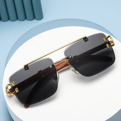 Wood Grain Leopard Head Sunglasses