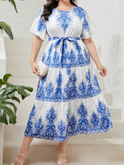 Boho Kaftan Dress Women's Plus Tribal Print Maxi Dress