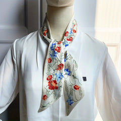 Printed Ribbon Scarf Silk Feeling Satin Neck Scarf
