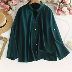 Button Up Long Sleeve Blouse