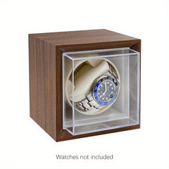 Single Wooden Watch Winder Box Quiet Motor USB