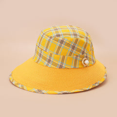 Plaid Sunshade Fisherman Hat Spring Autumn Retro Literary Outdoor Basin Hat