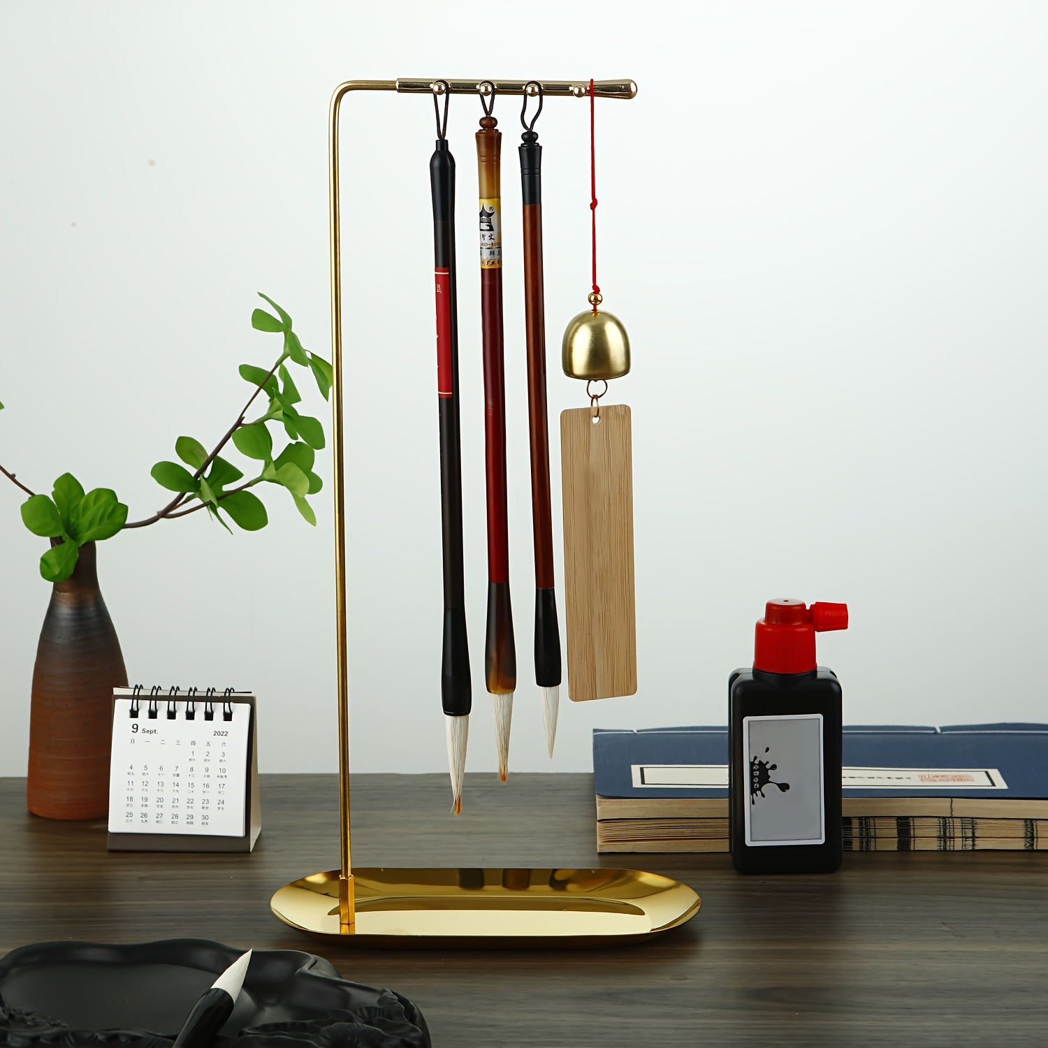 Father's Gift Wenge Holder Pen Hanging Calligraphy Brush Pen Hanger