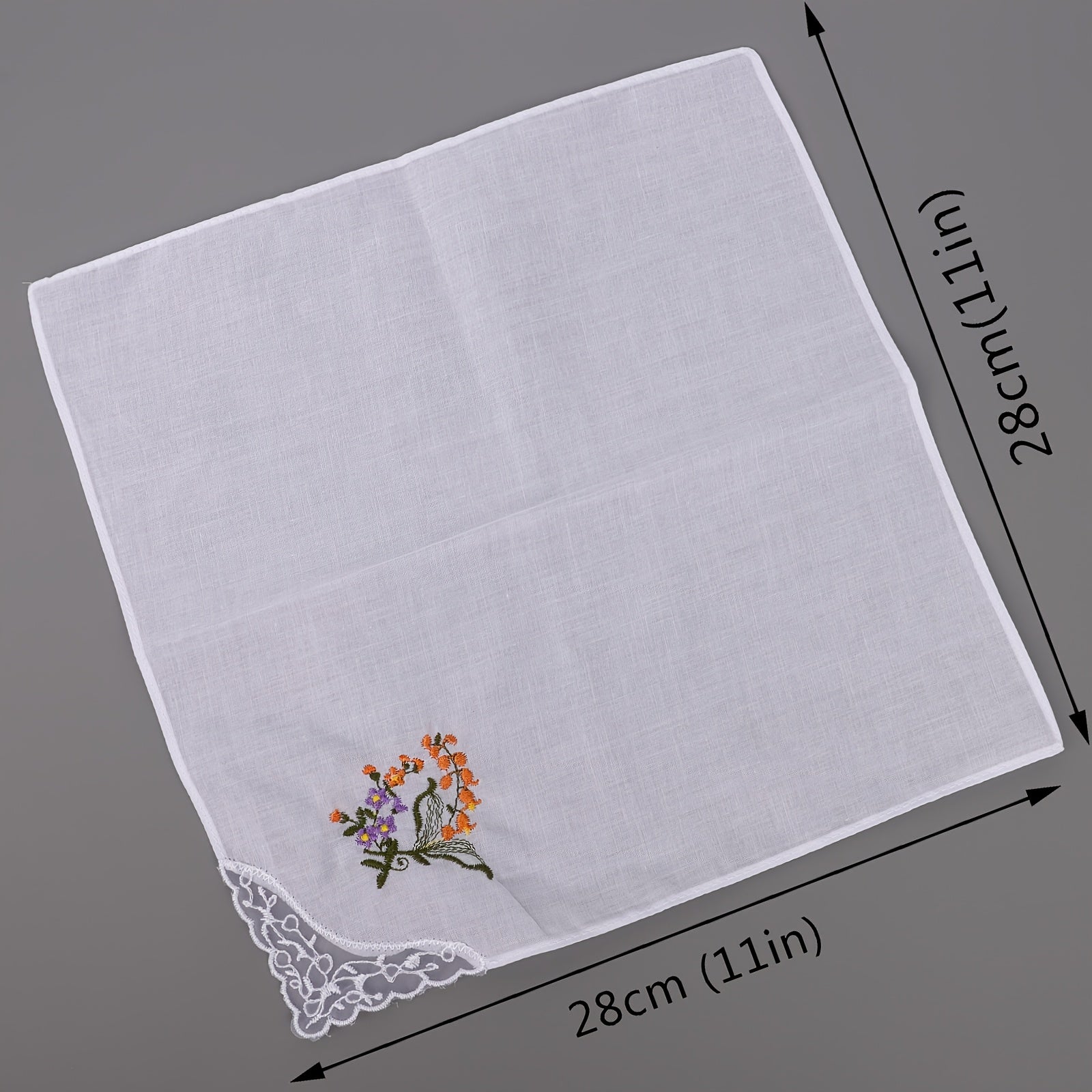 Embroidered Square Scarf Lightweight Lace Handkerchief Unisex