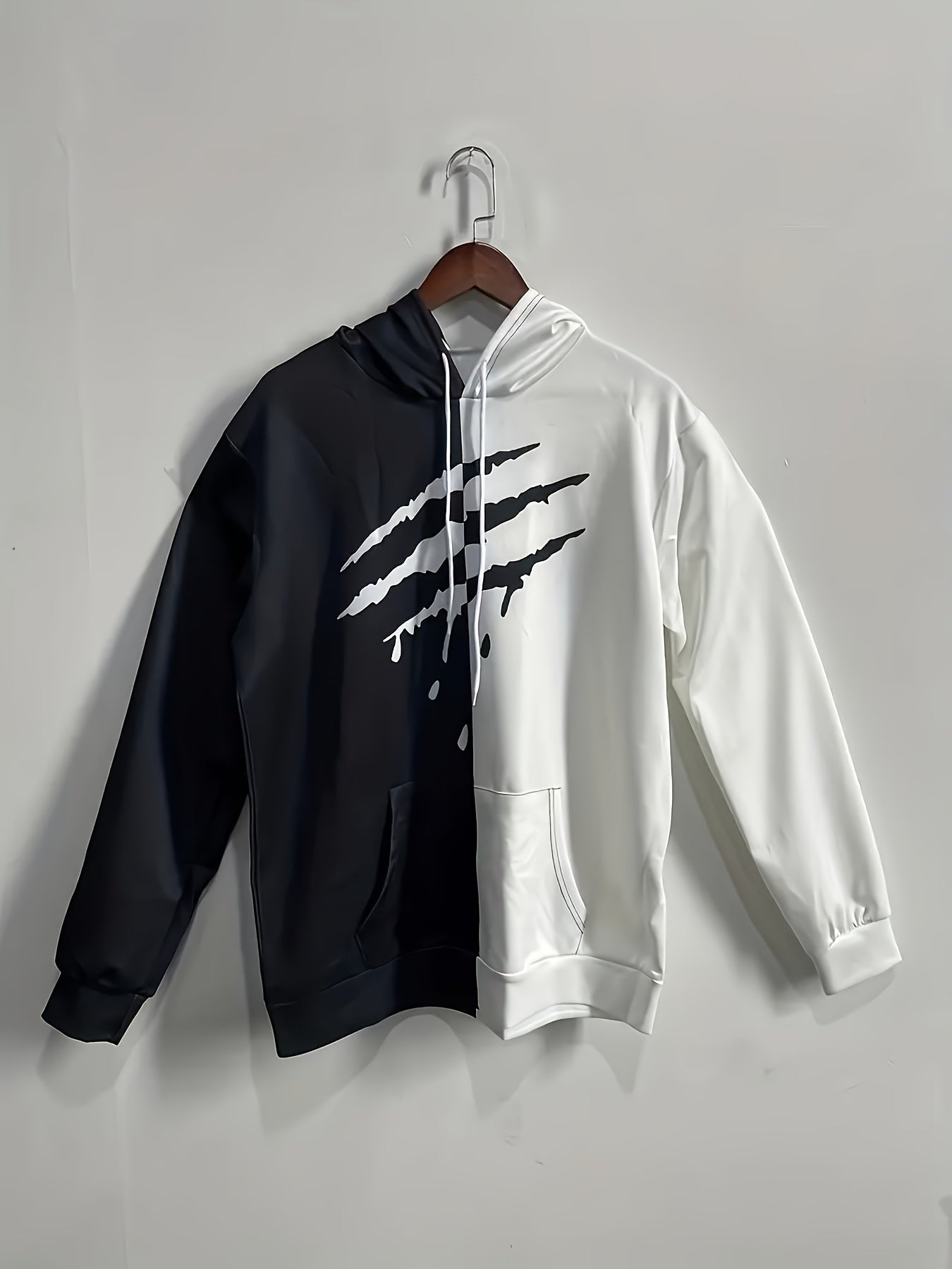 Scratches Print Block Hoodie For Men