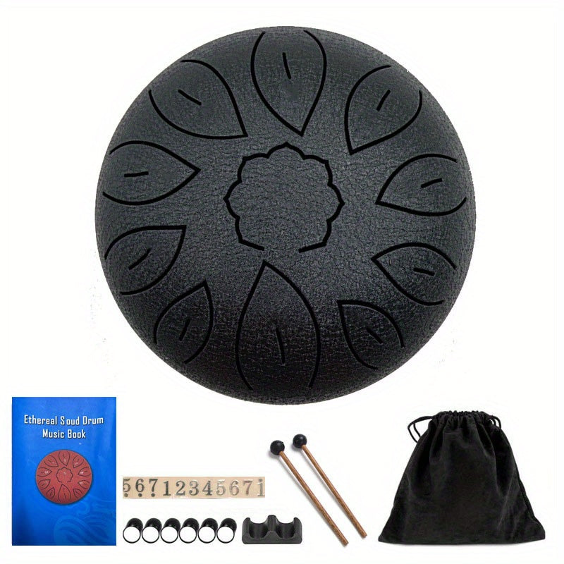 6 Inch 11 Tone Steel Hand Pan Drum with Drumsticks & Percussion