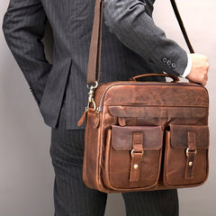 Men's PU Leather Large Capacity Business Crossbody Briefcase