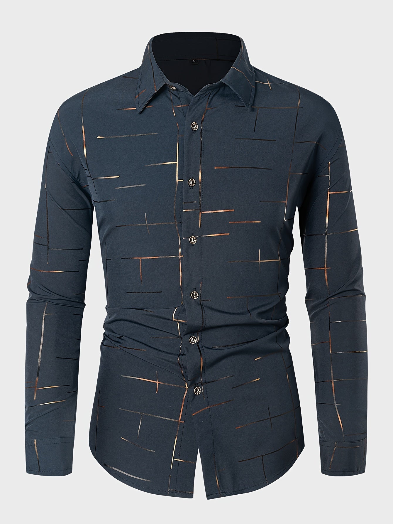 Geometric Print Button Up Shirt Men's Spring Summer Autumn Tops