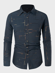 Geometric Print Button Up Shirt Men's Spring Summer Autumn Tops