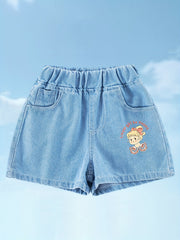 Girls' Princess Graphic Denim Shorts For Casual Summer