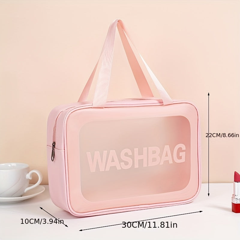 Translucent PVC Cosmetic Bag with Hanging Handles