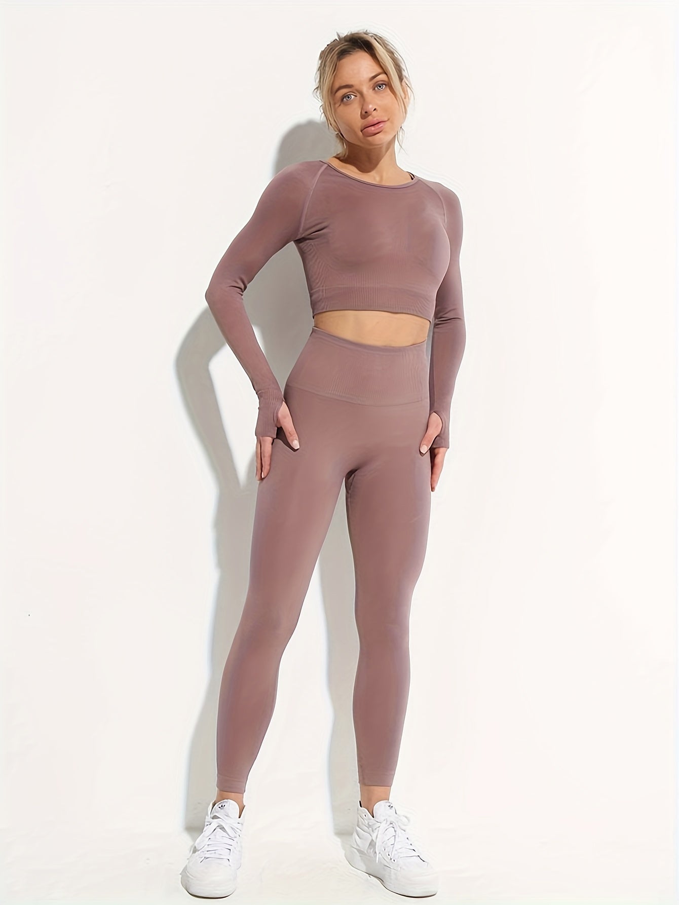 Yoga Set Crop Top & High Waist Leggings Women's Activewear