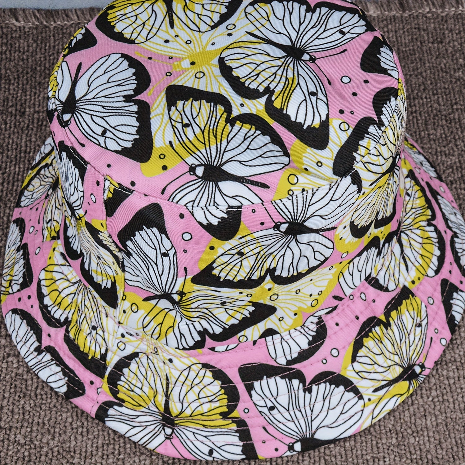 Butterfly Print Bucket Hat Foldable Sun Protection Sunshade Hat