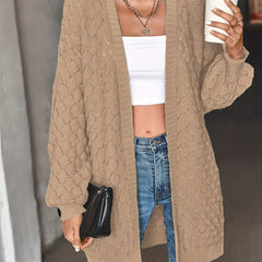 Casual Cardigan Women's Plus Knitted Long Sleeve Open Front Medium Str