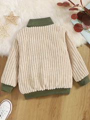 Toddler Fleece Baseball Jacket Corduroy Stand Collar Outwear