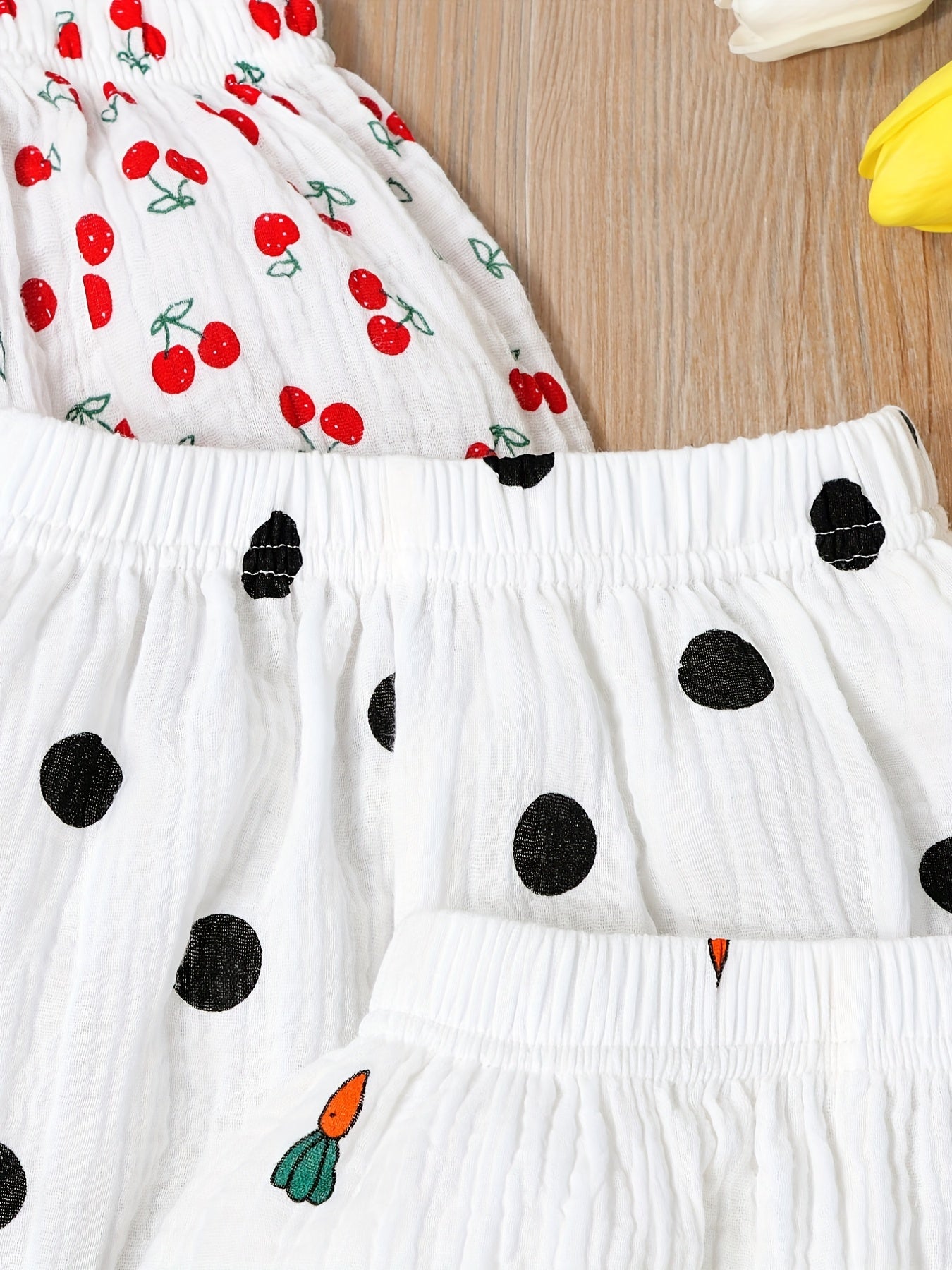 3pcs Print Baby Girl's Shorts Bread Pants Comfy Shorts