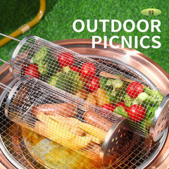 Stainless Steel BBQ Cage Grilling Net Outdoor Camping Barbecue Tool