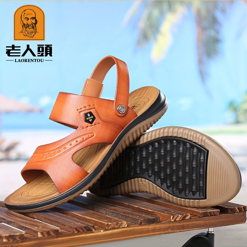 LAORENTOU Leather Non Slip Sandals for Men