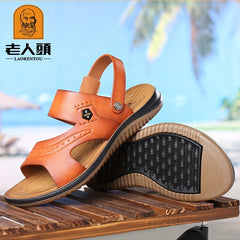 LAORENTOU Leather Non Slip Sandals for Men