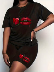 Lip & Rose Print 2 Piece Set