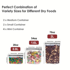 8pc Airtight Food Storage Containers with Lids for Flour Sugar Cereal