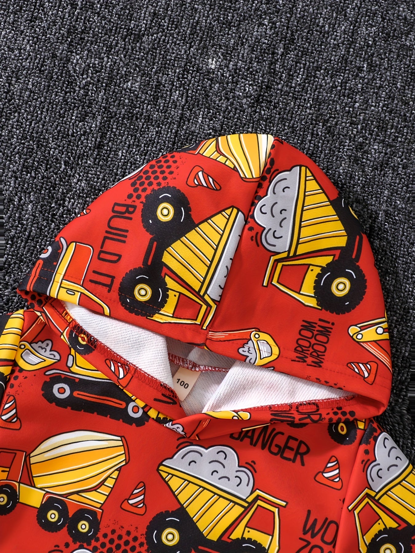Cartoon Excavator Boys Hoodie Long Sleeve Sweatshirt