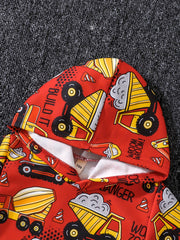 Cartoon Excavator Boys Hoodie Long Sleeve Sweatshirt