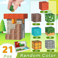 21pcs Build the World Magnetic Blocks Iron Box Travel Edition Rich Colors