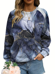 Floral Print Pullover Sweatshirt Long Sleeve Crew Neck Casual Spring Fall Women