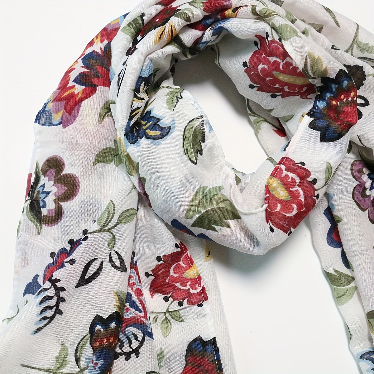 Flower Print Long Scarf Casual Shawl Windproof Head Wrap