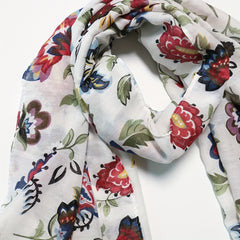 Flower Print Long Scarf Casual Shawl Windproof Head Wrap