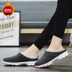 Women's Memory Foam Winter Mules Sneakers Waterproof Slippers