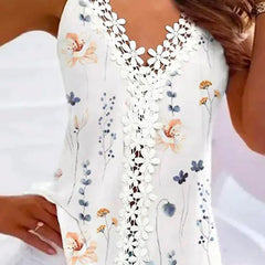 Floral Print Tank Top V Neck Sleeveless Top Women's Clothing