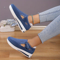 Women's Hook & Loop Sports Shoes Breathable Cut out Chunky Shoes