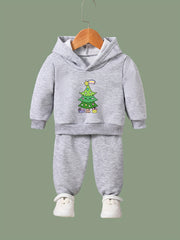 OERYUI Christmas Tree Print Outfits Girls Hoodies Jogger Pants Set For Sports