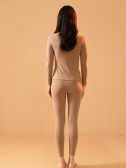 Women's Seamless Thermal Underwear Set Long Sleeve Mock Neck