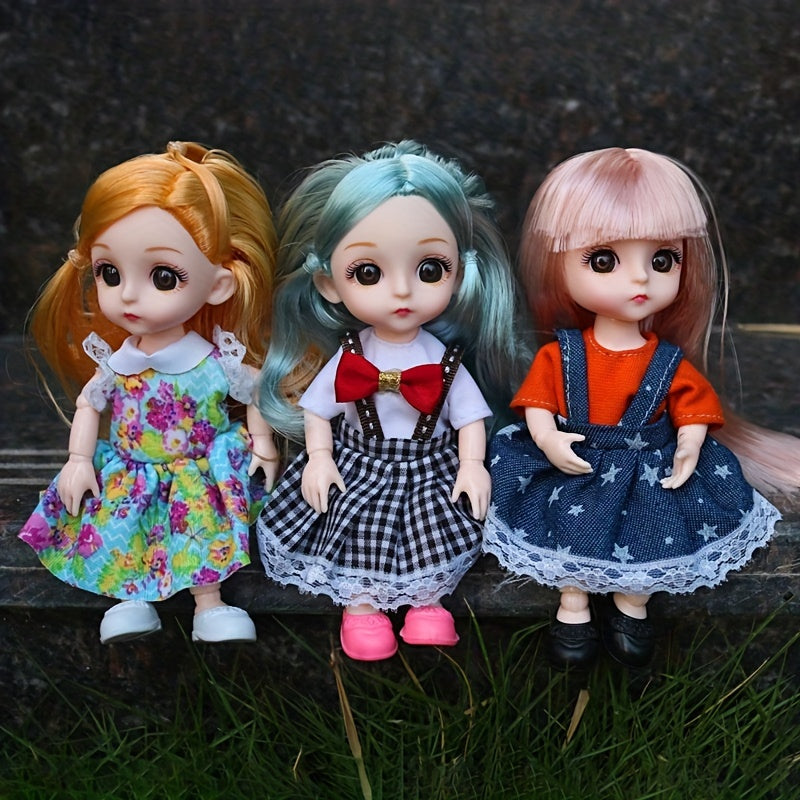 6.3" Doll 13 Joints Body Soft Hair Dolls Full Set Clothes Shoes Makeup
