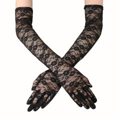 Floral Wedding Gloves Elbow Length Flapper Accessories